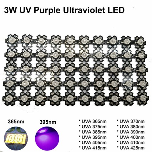 Led viola 365nm 375nm - 3w, uv